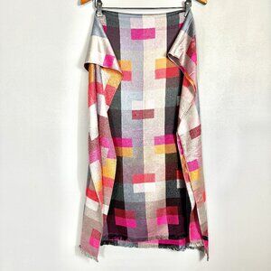 Colorful geometric multicolor scarf. Pink, Orange, Gray